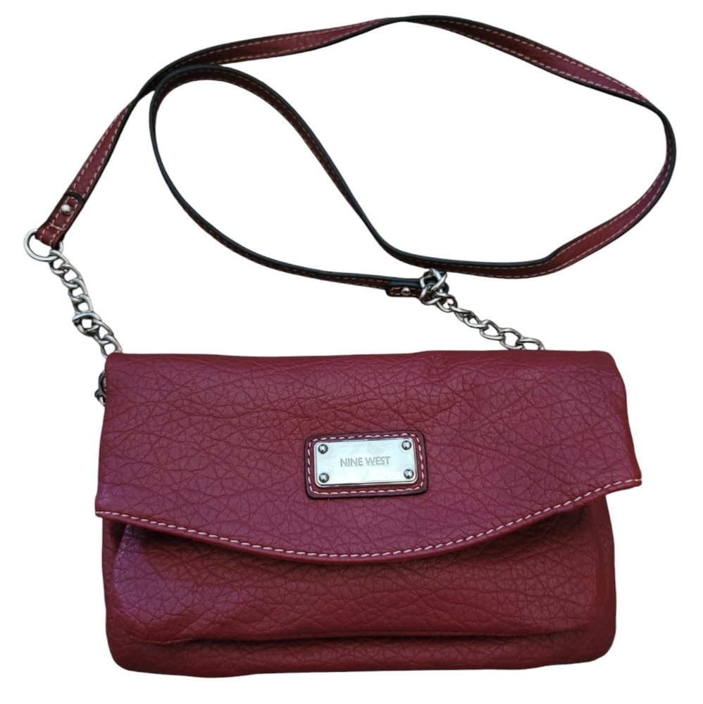 Nine West Women's Tunnel Mini Crossbody Purse Clutch, Ruby Red